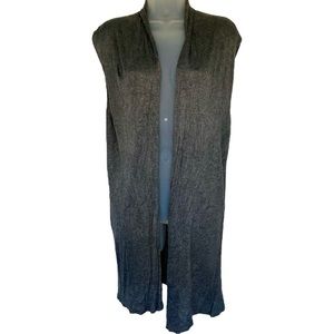 Lexi York Bamboo Gray Long Sweater Vest Open Front Cardigan Sleeveless One Size